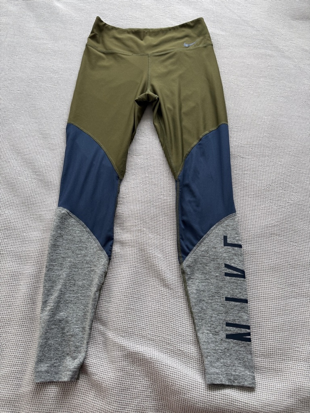 Nike Olive, Navy & Heather Gray Colorblock Performance Leggings